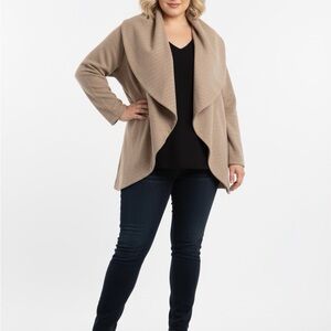 MELLODAY Women's Beige Open Front Cardigan with pockets